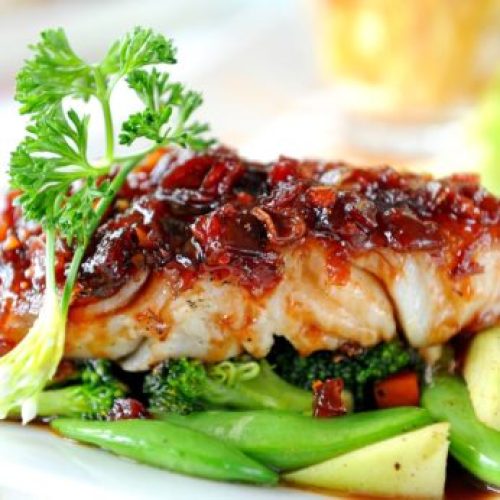 14558782 - fish steak with vegetables